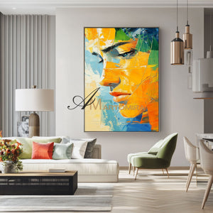 Woman Painting | Colorful Wall Art | Abstract Portrai Painting | Canvas Wall Decor #AP029