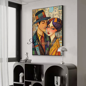 Lovers Art | Colorful Abstract Art | Abstract Painting Of Face | Large Canvas Wall Art #AP030