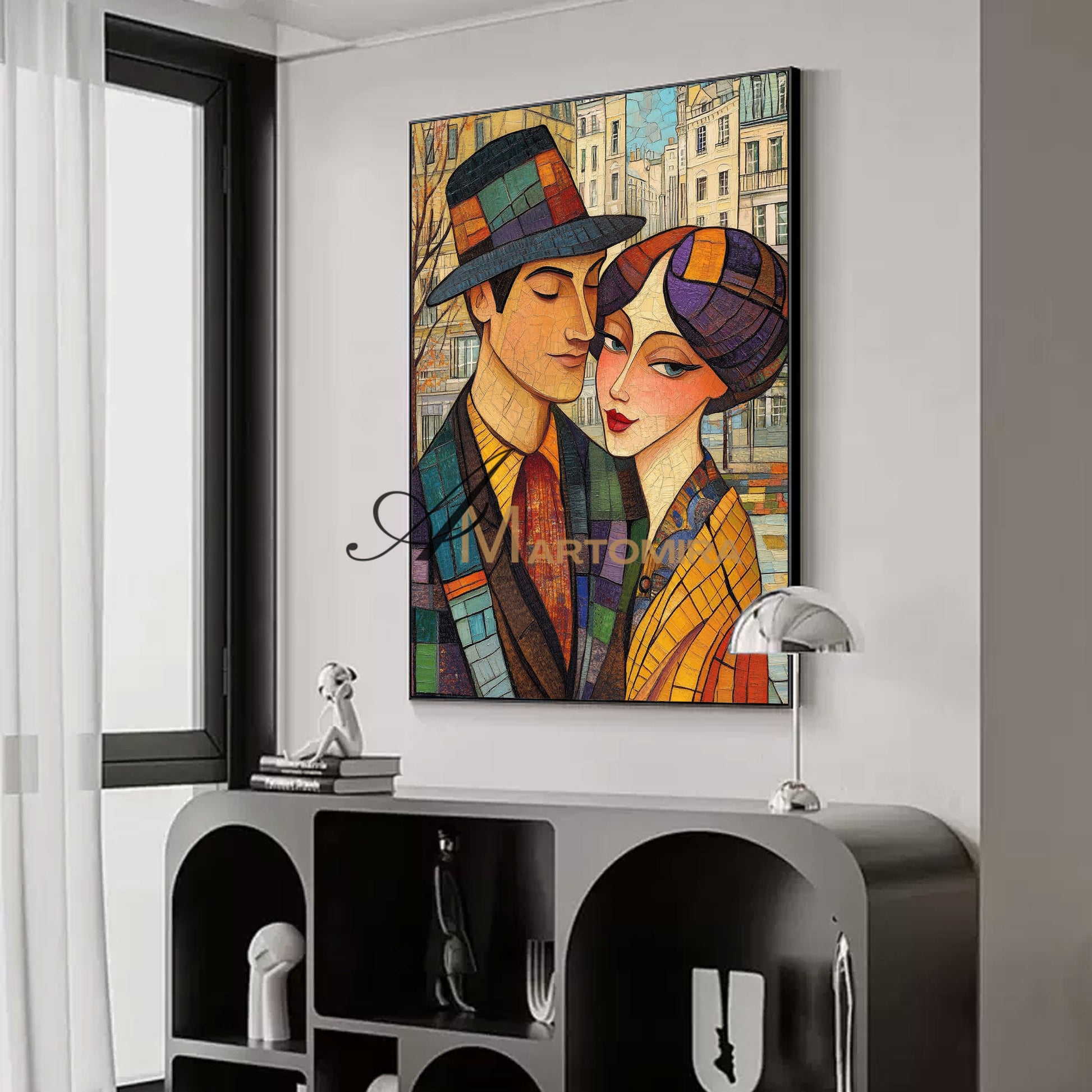 Lovers Art | Colorful Abstract Art | Abstract Painting Of Face | Large Canvas Wall Art #AP030