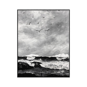 The Wave Painting | Beach Paintings On Canvas | Large Landscape Wall Art | Black And White Wall Art #MF51