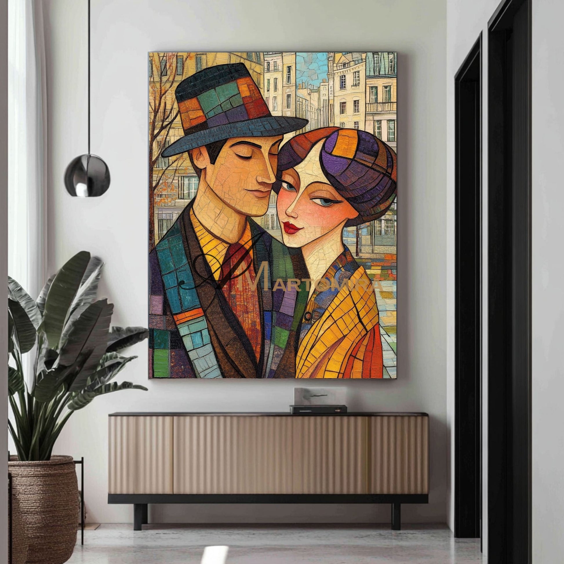 Lovers Art | Colorful Abstract Art | Abstract Painting Of Face | Large Canvas Wall Art #AP030