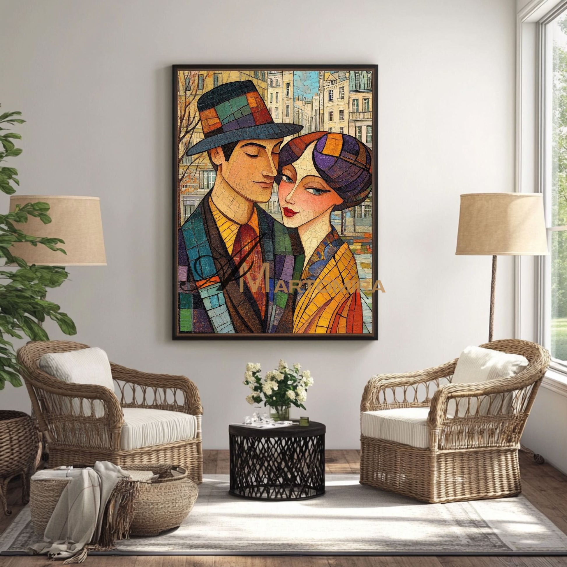 Lovers Art | Colorful Abstract Art | Abstract Painting Of Face | Large Canvas Wall Art #AP030