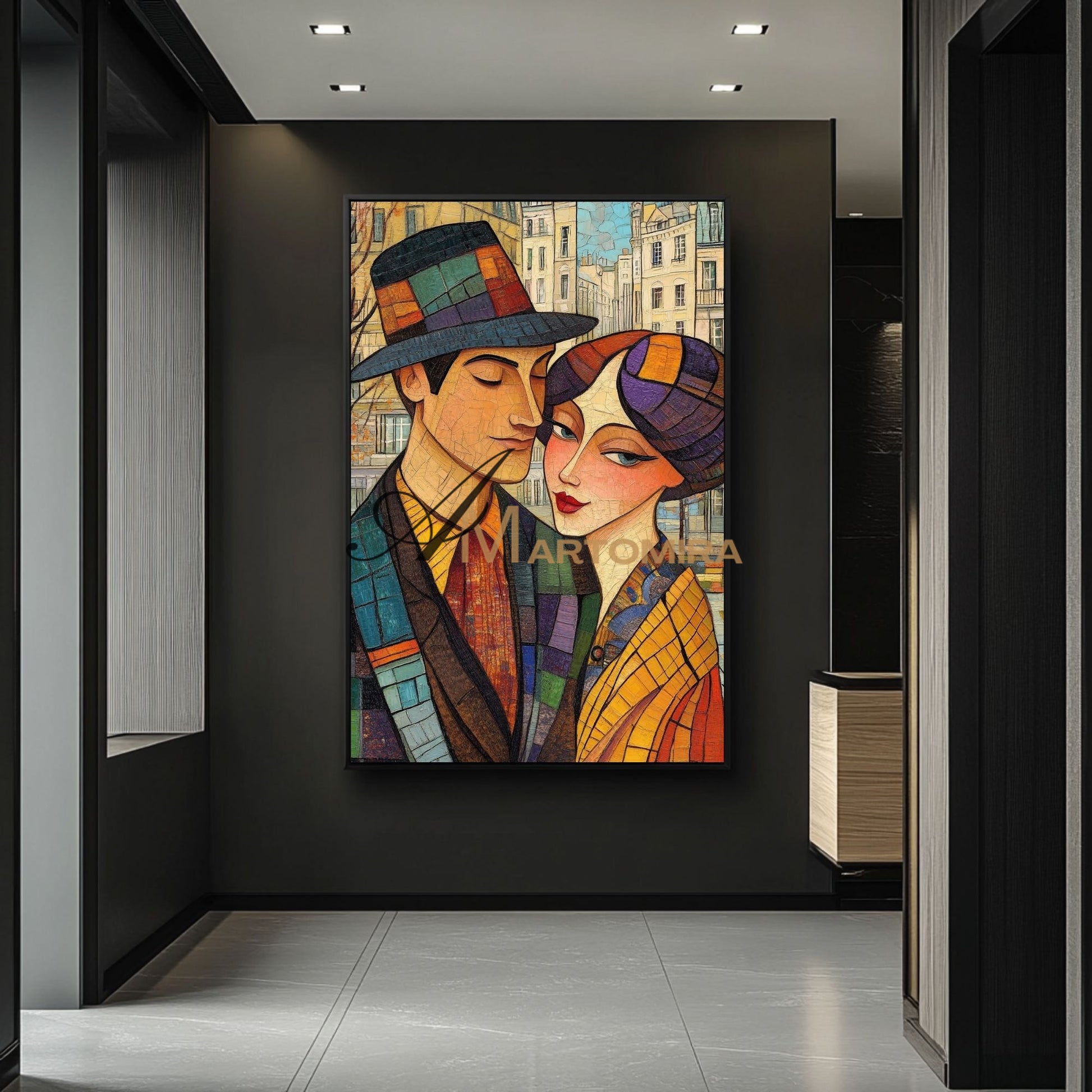 Lovers Art | Colorful Abstract Art | Abstract Painting Of Face | Large Canvas Wall Art #AP030