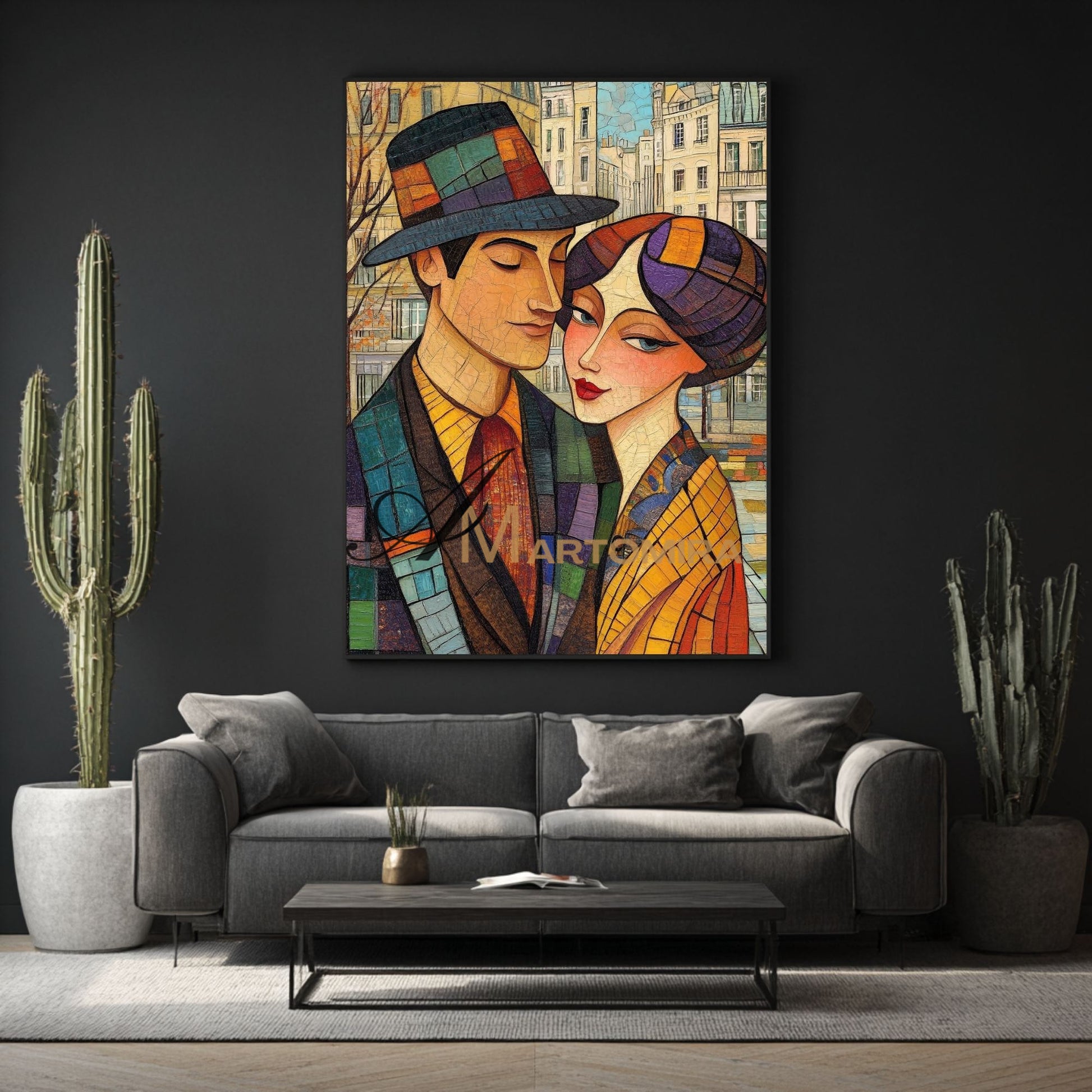 Lovers Art | Colorful Abstract Art | Abstract Painting Of Face | Large Canvas Wall Art #AP030