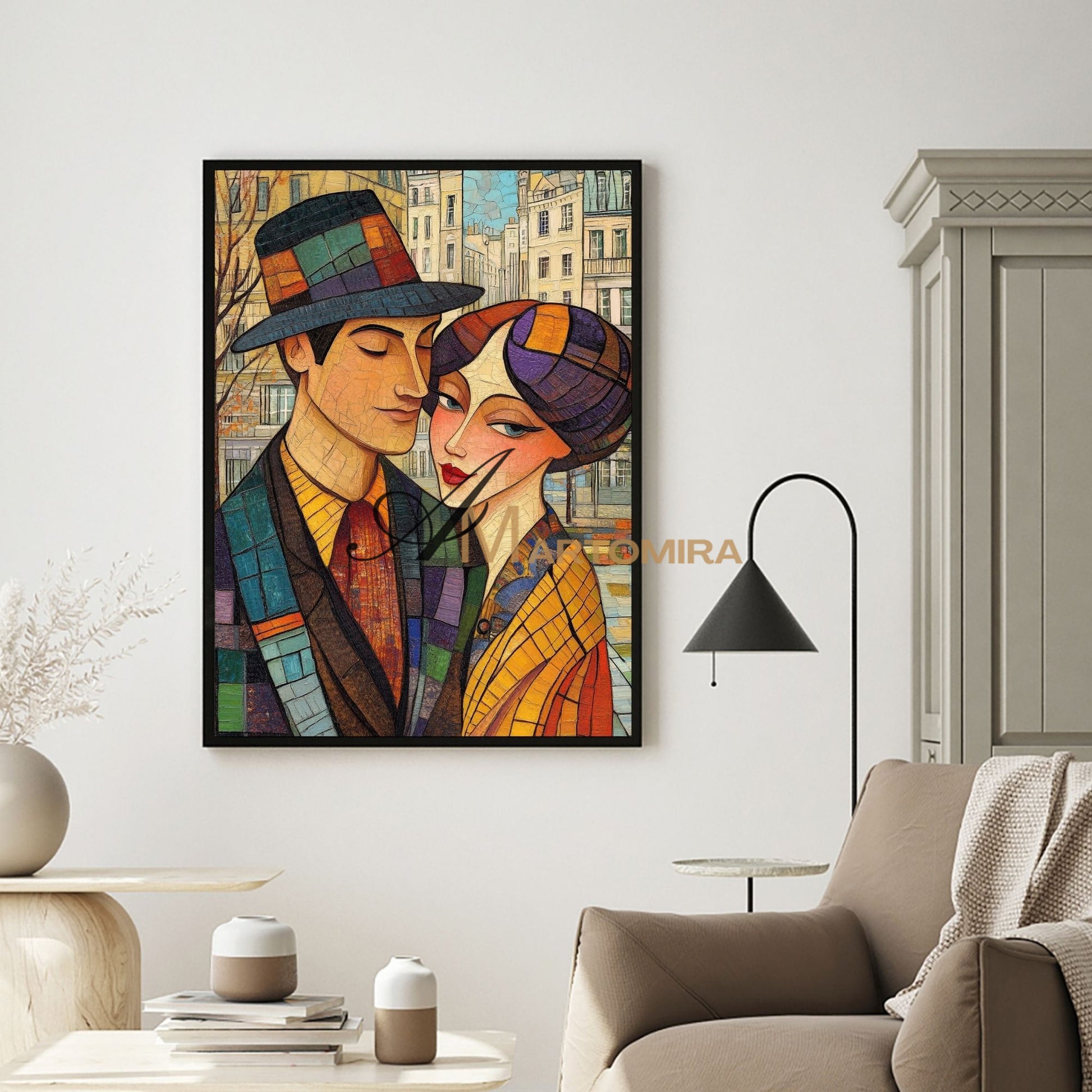 Lovers Art | Colorful Abstract Art | Abstract Painting Of Face | Large Canvas Wall Art #AP030