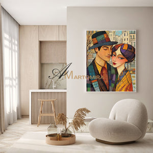 Lovers Art | Colorful Abstract Art | Abstract Painting Of Face | Large Canvas Wall Art #AP030