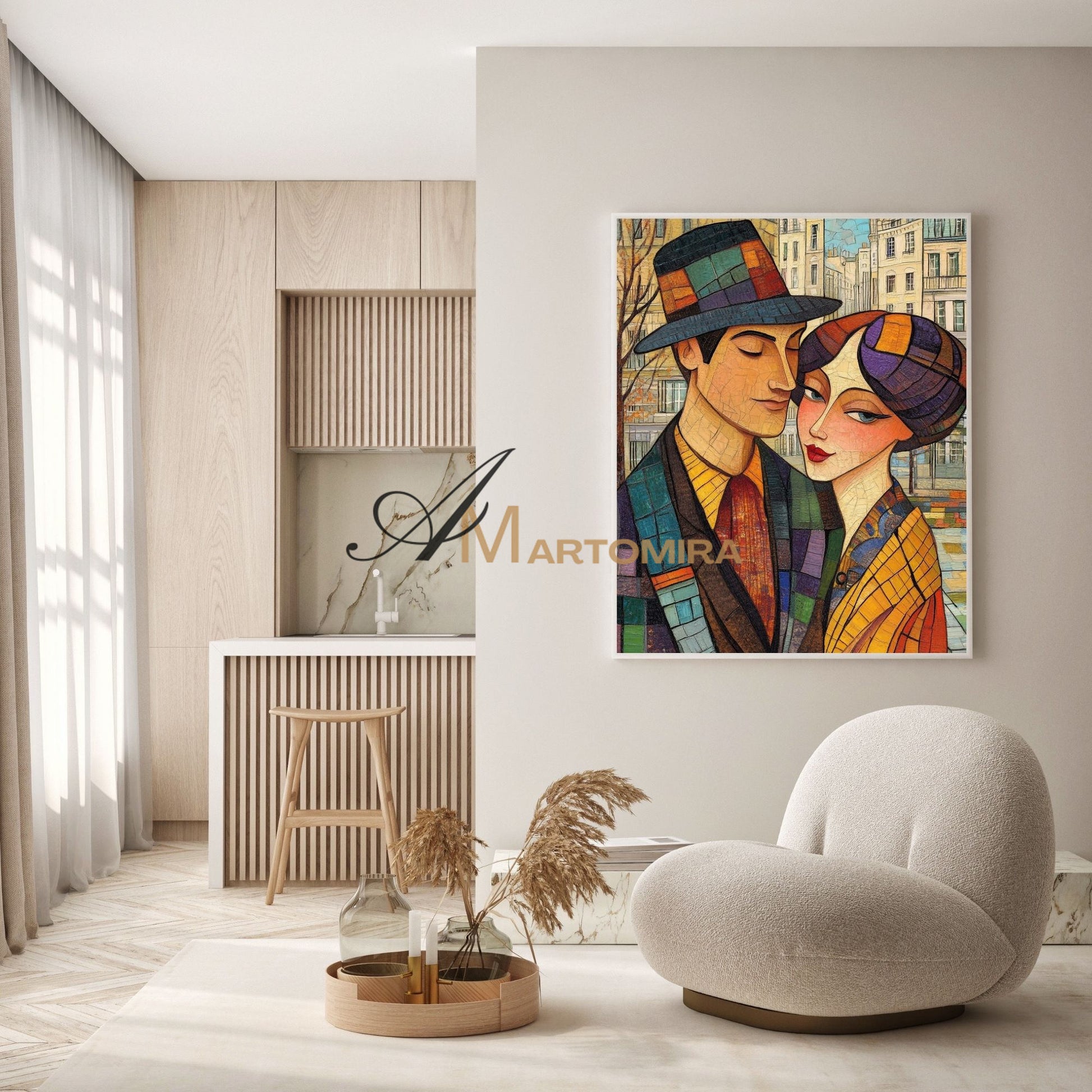 Lovers Art | Colorful Abstract Art | Abstract Painting Of Face | Large Canvas Wall Art #AP030
