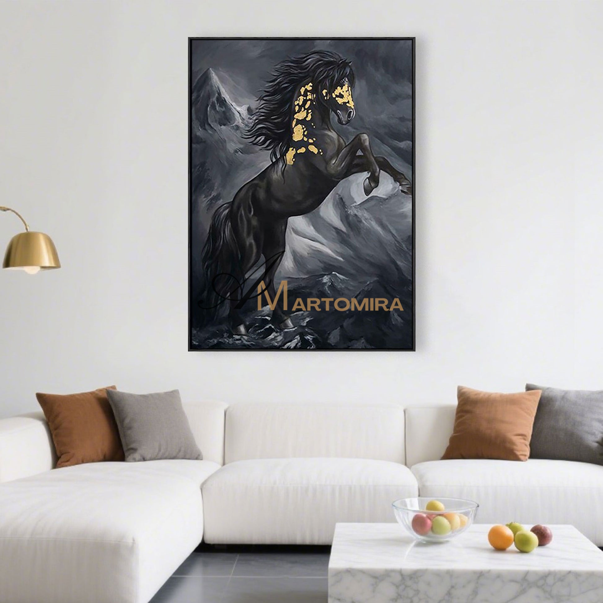 Horse Wall Art | Horse Paintings On Canvas | Animal Wall Art Black And White | Wall Art Decor #MF052