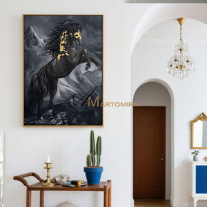 Horse Wall Art | Horse Paintings On Canvas | Animal Wall Art Black And White | Wall Art Decor #MF052