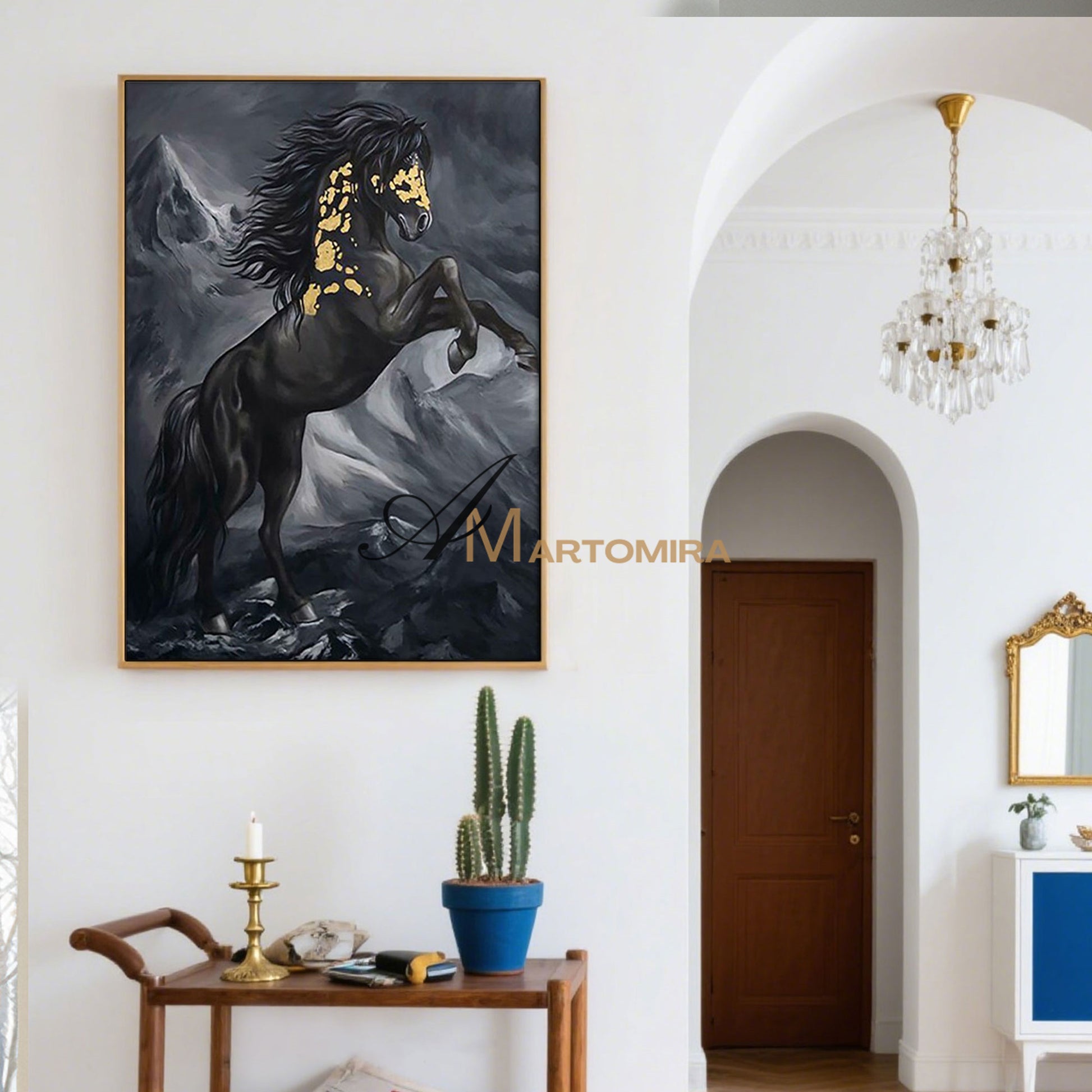 Horse Wall Art | Horse Paintings On Canvas | Animal Wall Art Black And White | Wall Art Decor #MF052