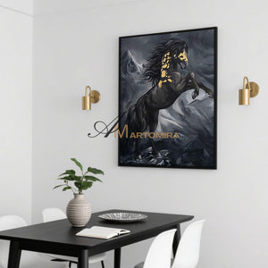 Horse Wall Art | Horse Paintings On Canvas | Animal Wall Art Black And White | Wall Art Decor #MF052