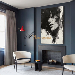 Black And White Abstract Art | Art Portraits | Beautiful Woman Painting | Large Wall Art #AP032