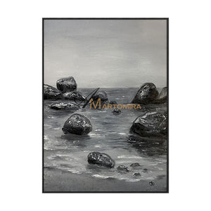 Ocean Wall Art | Coastal Wall Art | Beach Landscape Art | Black And White Large Wall Art #MF053