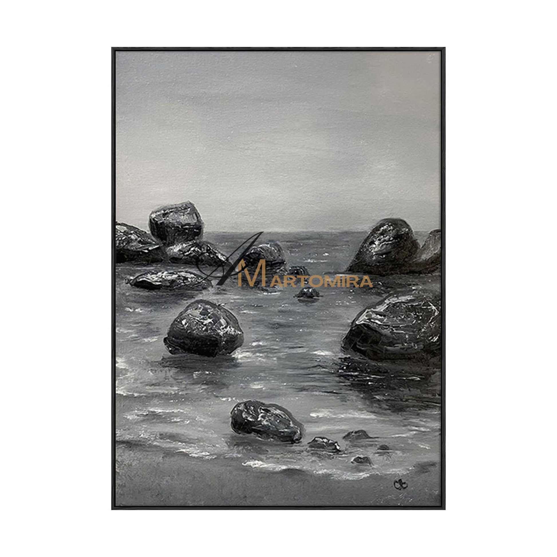 Ocean Wall Art | Coastal Wall Art | Beach Landscape Art | Black And White Large Wall Art #MF053