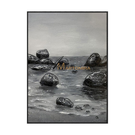 Ocean Wall Art | Coastal Wall Art | Beach Landscape Art | Black And White Large Wall Art #MF053