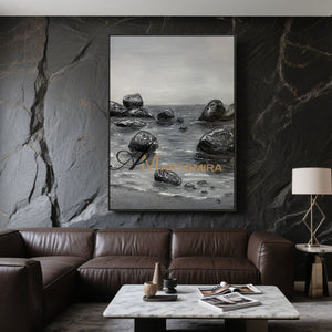 Ocean Wall Art | Coastal Wall Art | Beach Landscape Art | Black And White Large Wall Art #MF053