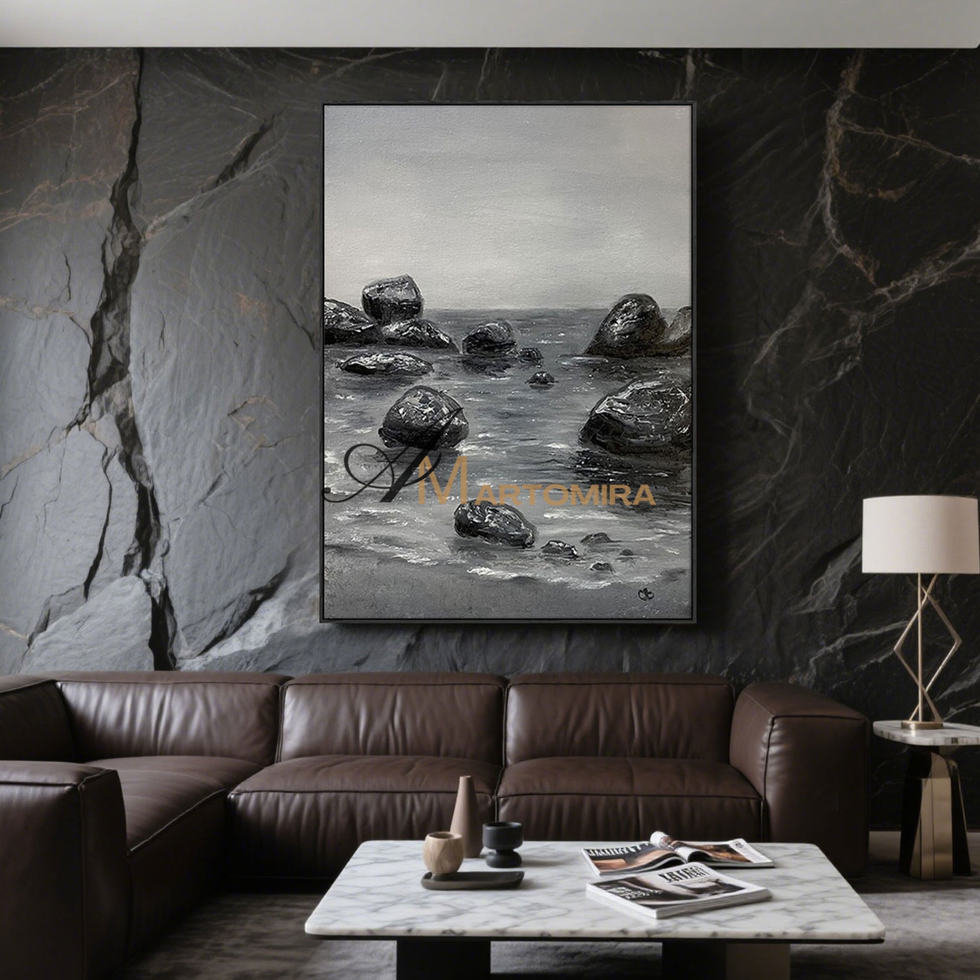 Ocean Wall Art | Coastal Wall Art | Beach Landscape Art | Black And White Large Wall Art #MF053