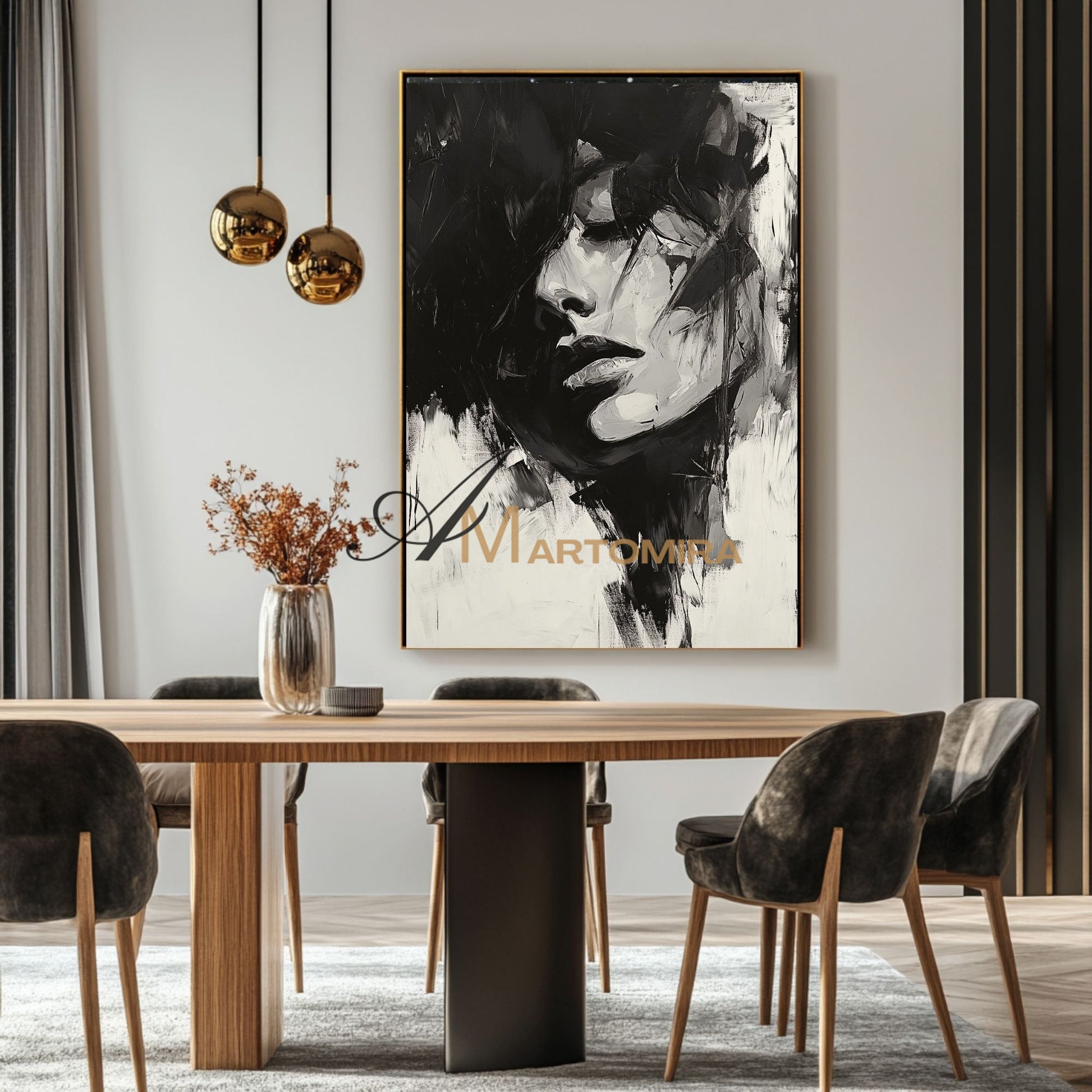 Black And White Abstract Art | Art Portraits | Beautiful Woman Painting | Large Wall Art #AP032