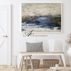 Abstract Wall Art | Abstract Landscape Art | Blue Ocean Paintings | Landscape Canvas Art #NY003