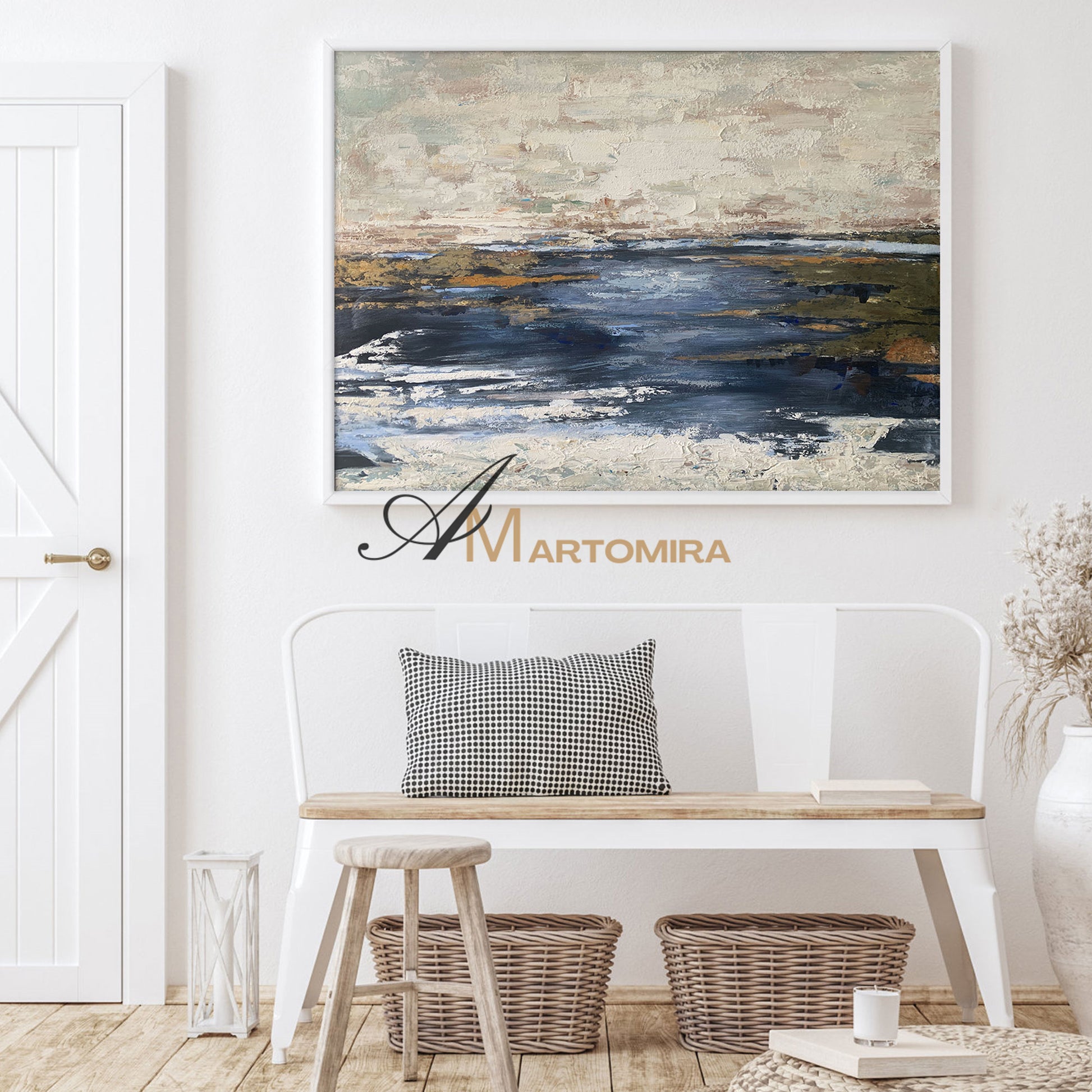 Abstract Wall Art | Abstract Landscape Art | Blue Ocean Paintings | Landscape Canvas Art #NY003