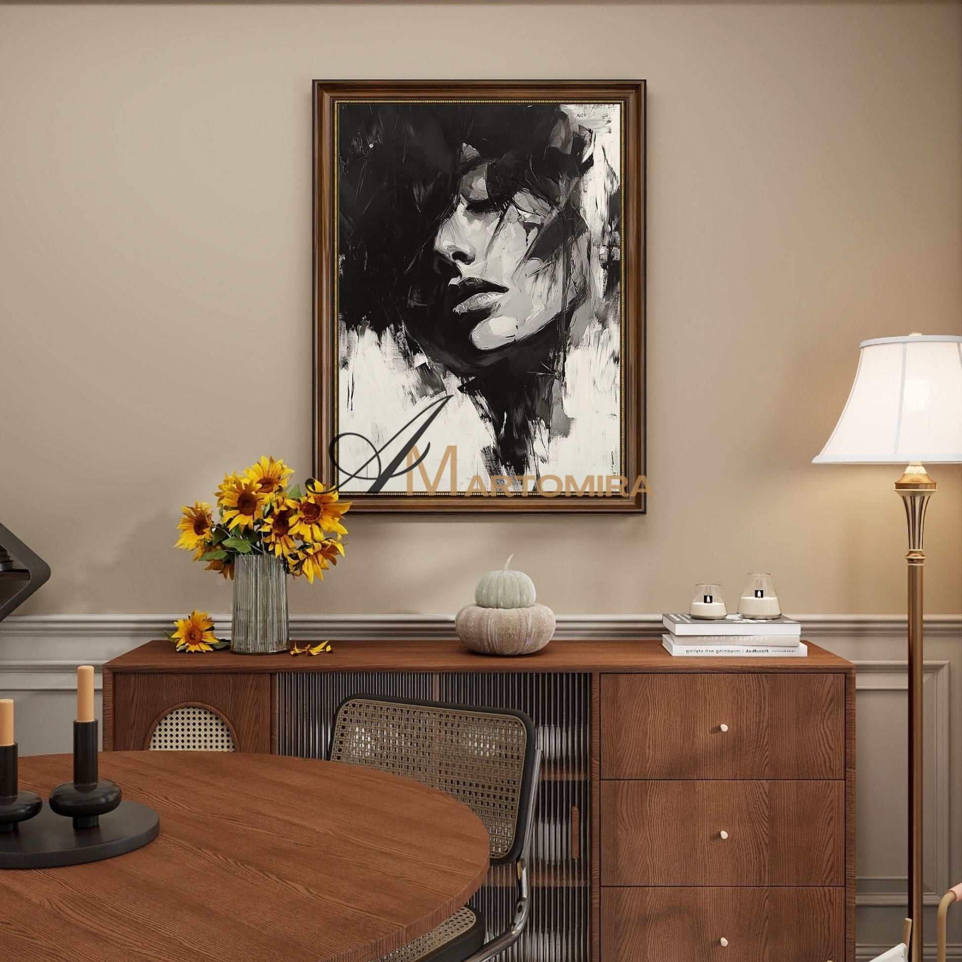 Black And White Abstract Art | Art Portraits | Beautiful Woman Painting | Large Wall Art #AP032
