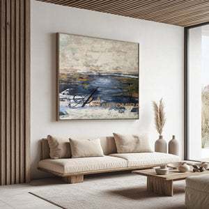 Abstract Wall Art | Abstract Landscape Art | Blue Ocean Paintings | Landscape Canvas Art #NY003