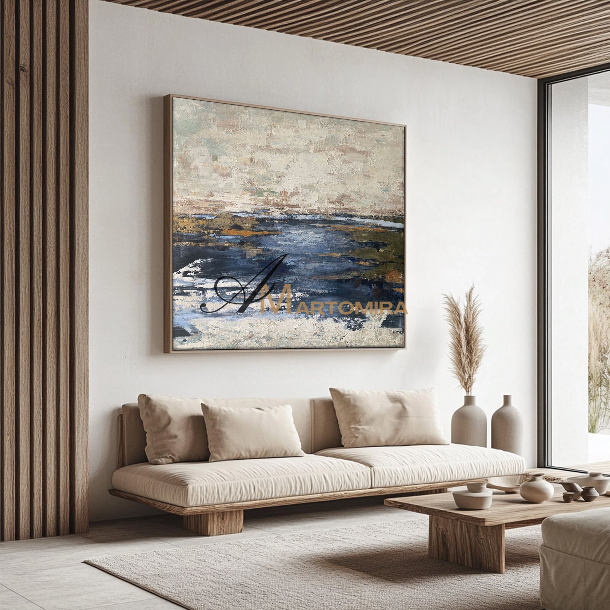 Abstract Wall Art | Abstract Landscape Art | Blue Ocean Paintings | Landscape Canvas Art #NY003