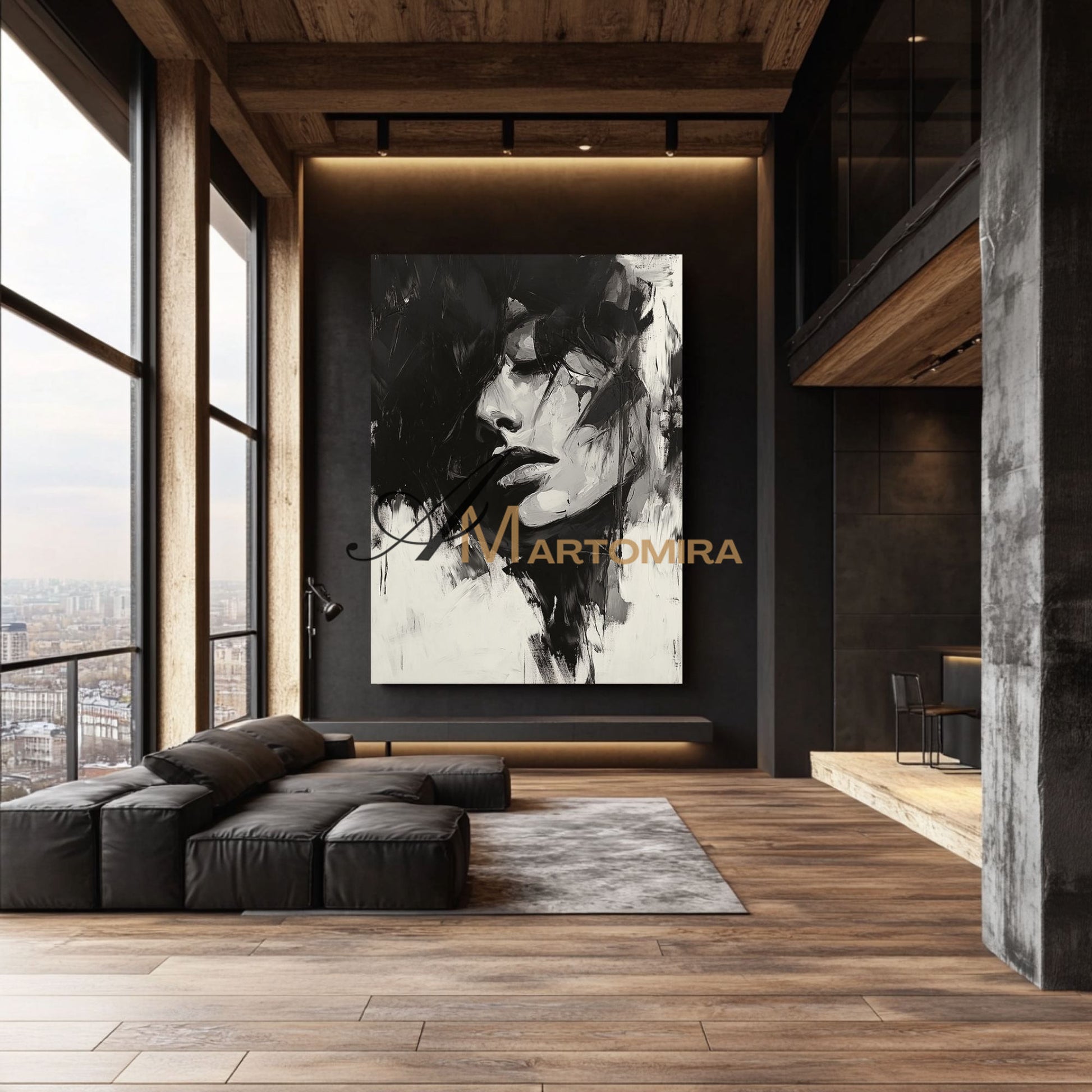 Black And White Abstract Art | Art Portraits | Beautiful Woman Painting | Large Wall Art #AP032