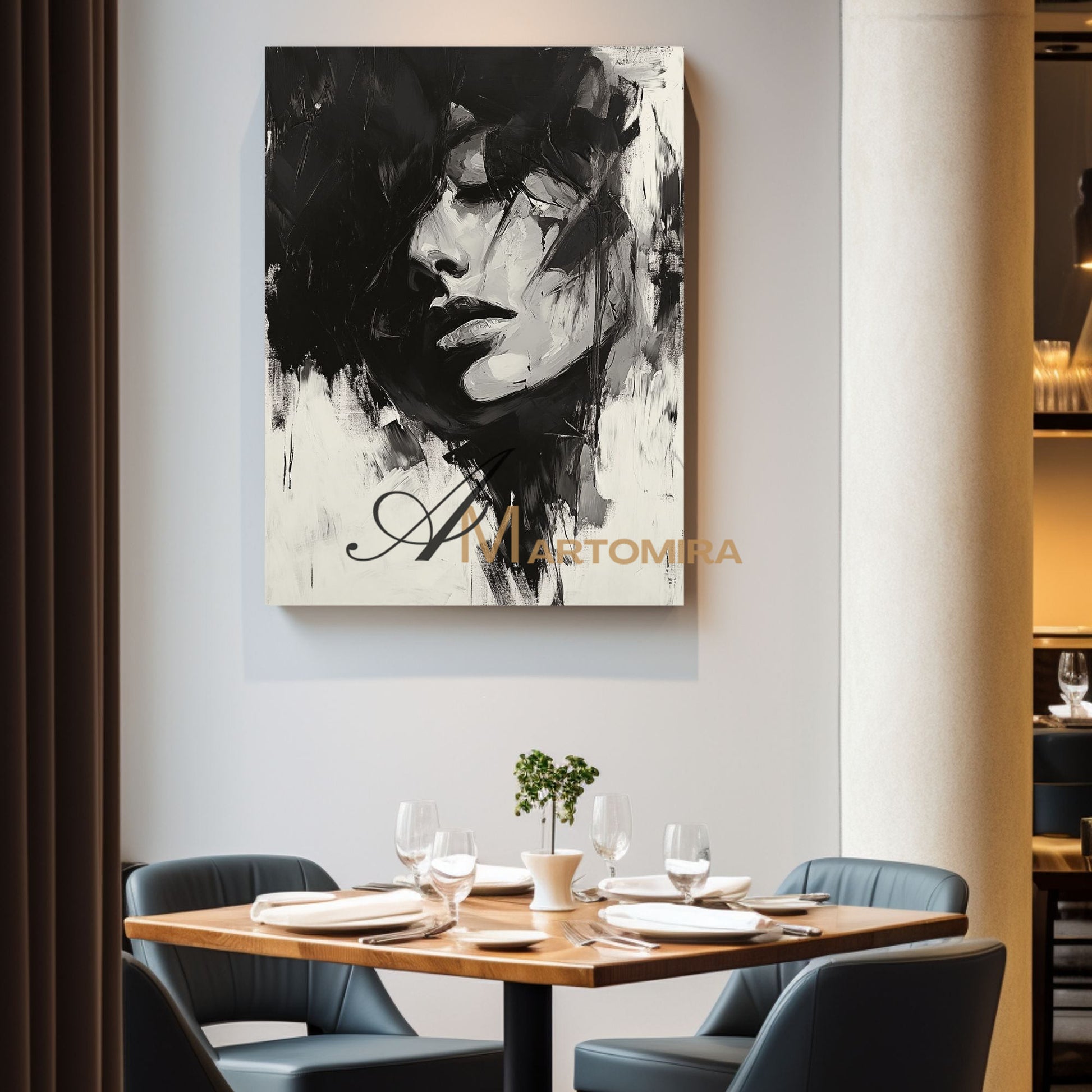 Black And White Abstract Art | Art Portraits | Beautiful Woman Painting | Large Wall Art #AP032