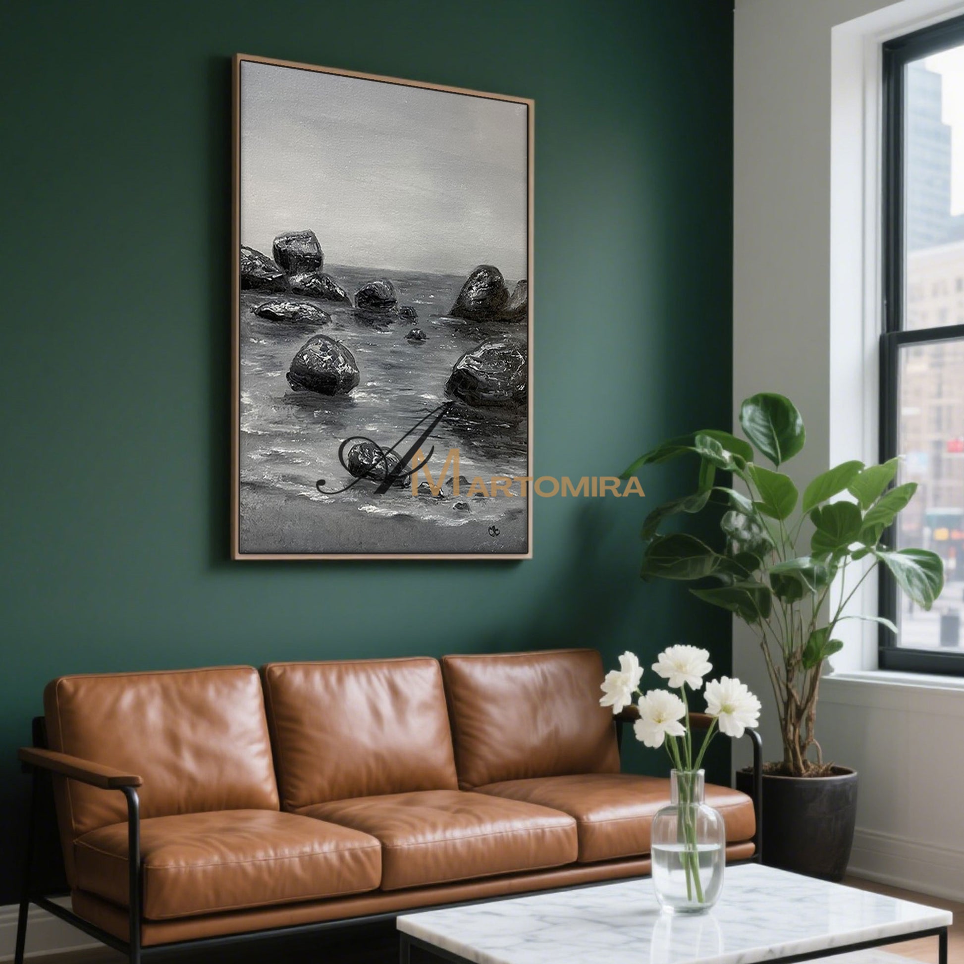 Ocean Wall Art | Coastal Wall Art | Beach Landscape Art | Black And White Large Wall Art #MF053