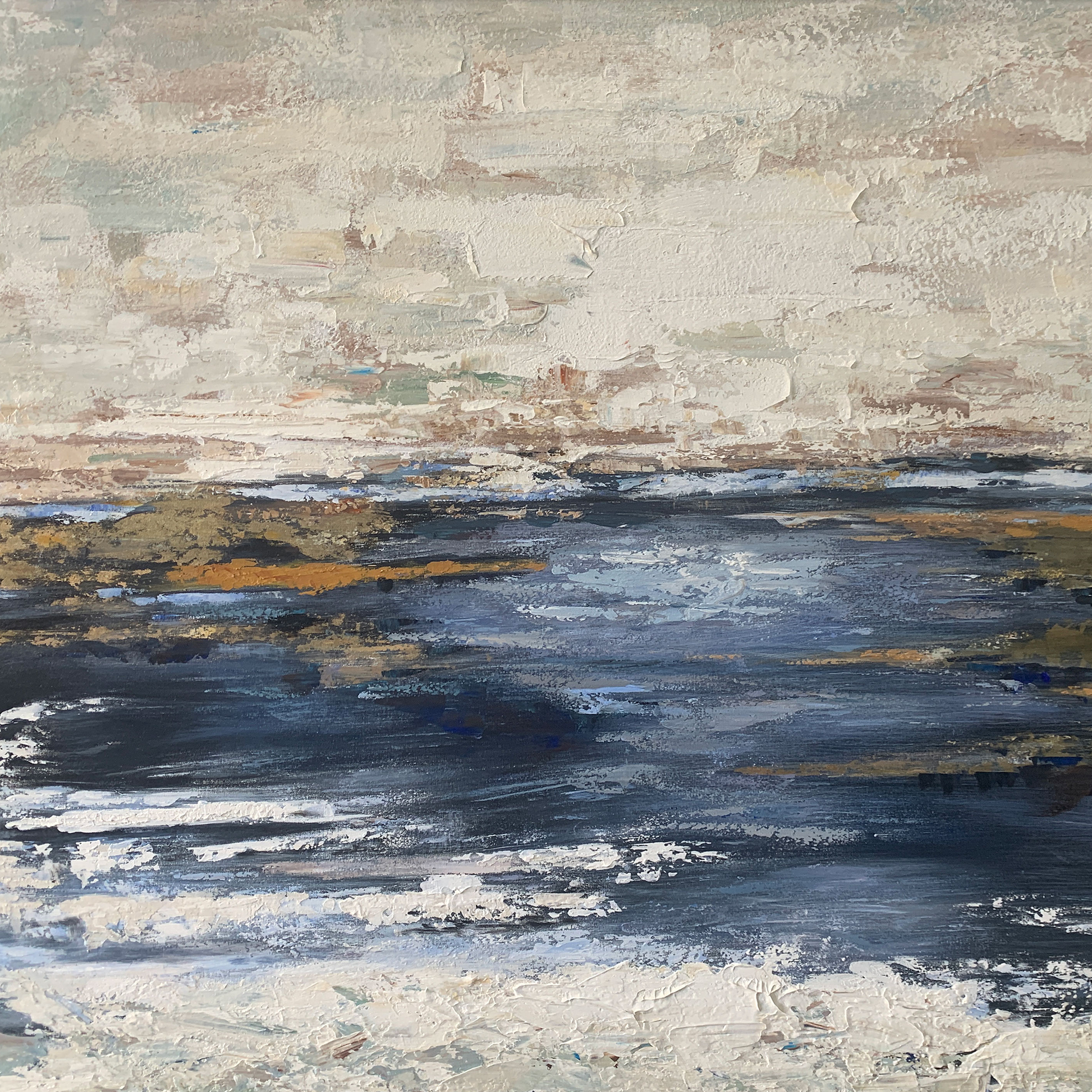 Abstract Wall Art | Abstract Landscape Art | Blue Ocean Paintings | Landscape Canvas Art #NY003