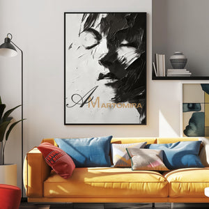 Black And White Abstract Art | Art Portraits|Beautiful Woman Painting | Large Canvas Wall Art #AP033
