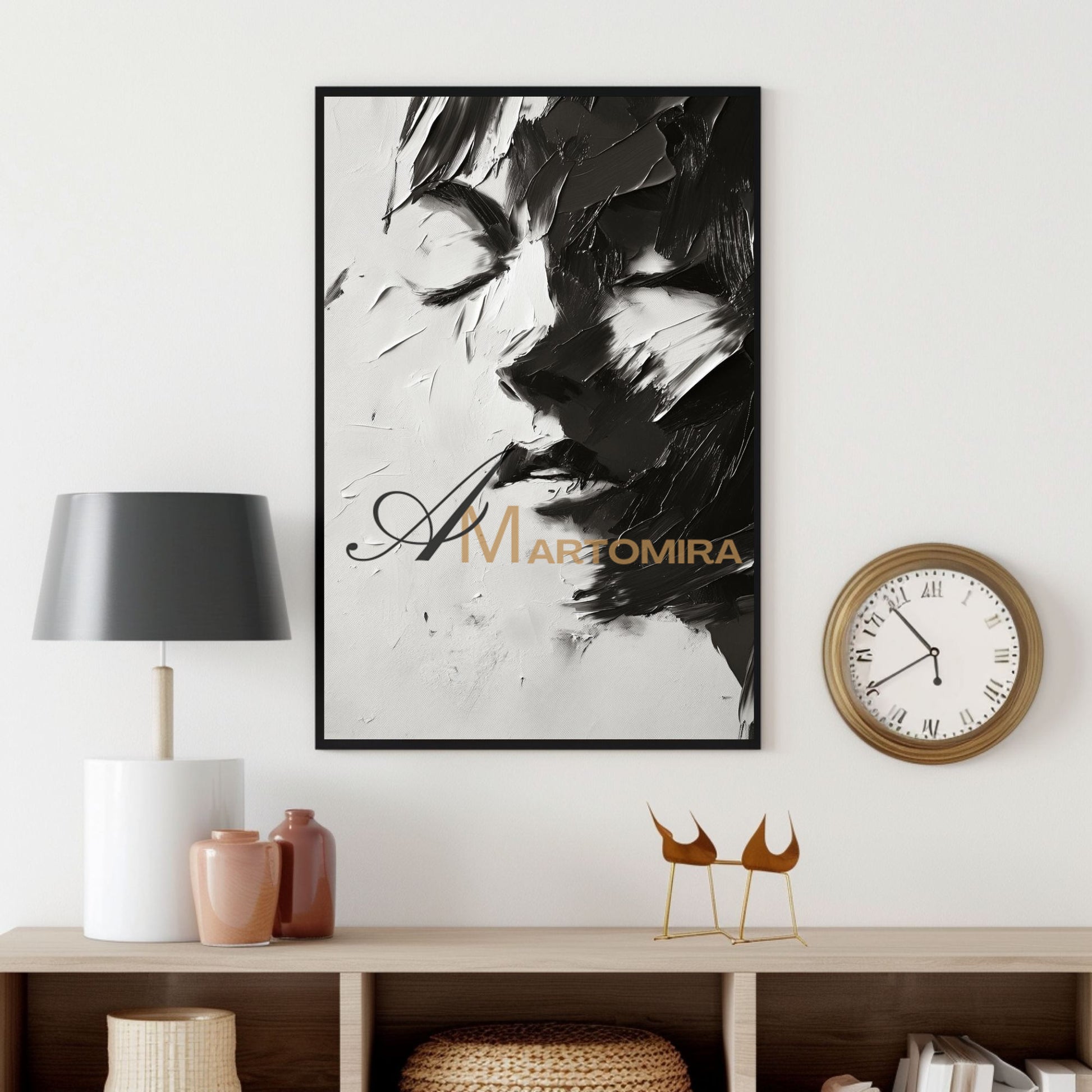 Black And White Abstract Art | Art Portraits|Beautiful Woman Painting | Large Canvas Wall Art #AP033