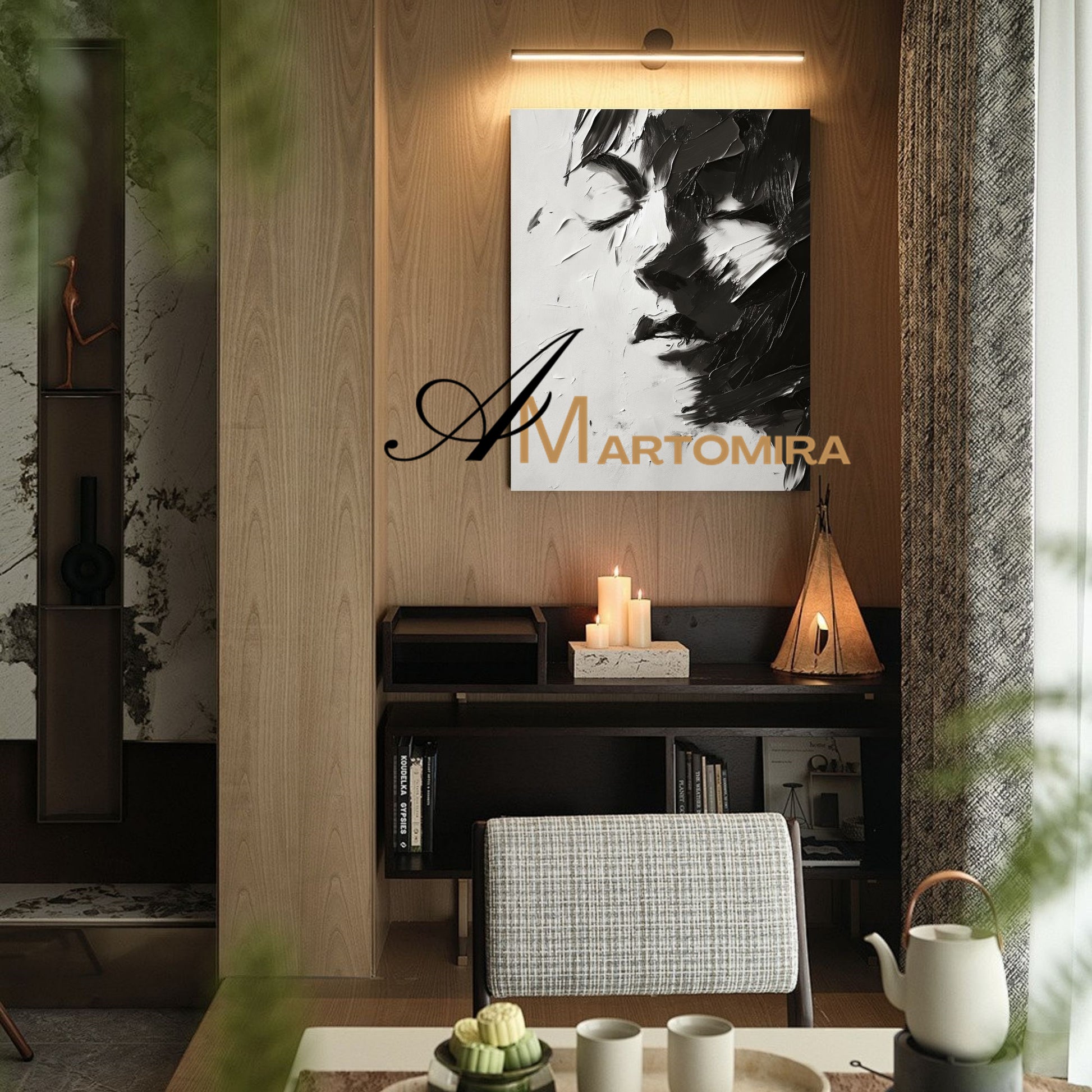 Black And White Abstract Art | Art Portraits|Beautiful Woman Painting | Large Canvas Wall Art #AP033