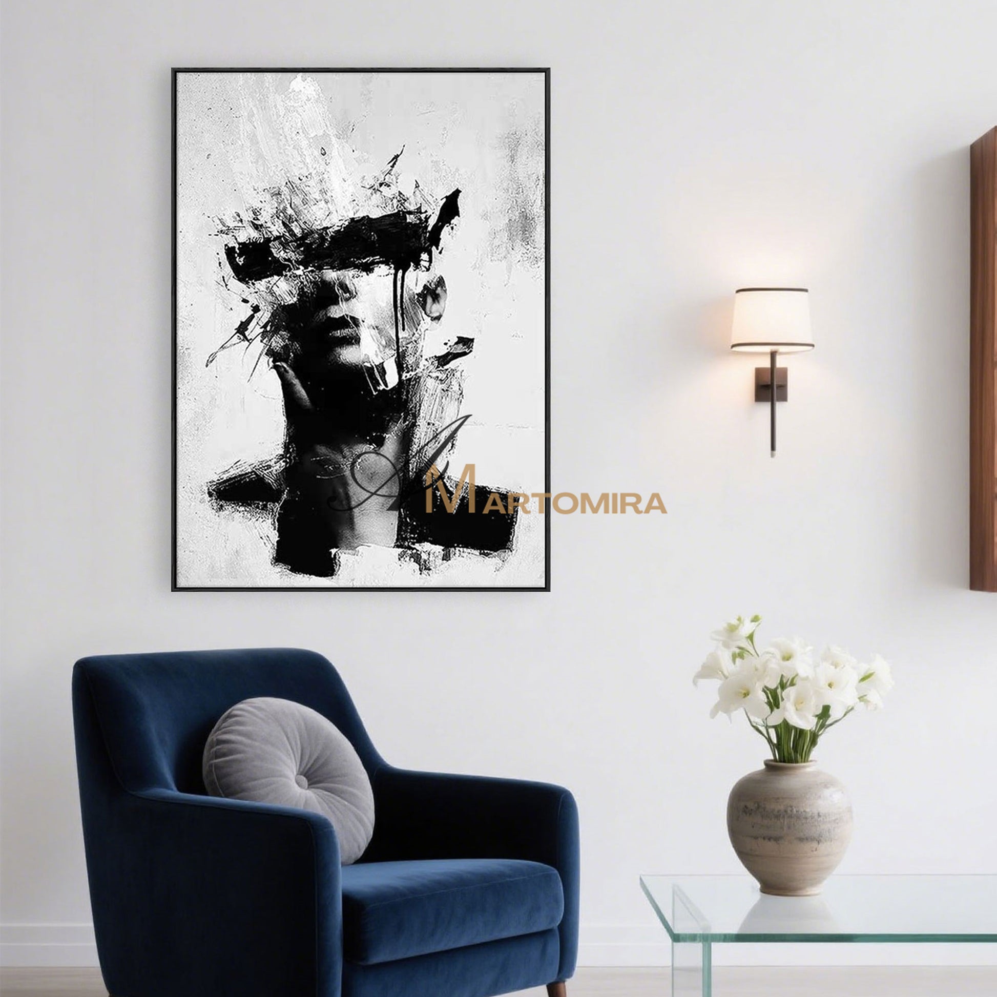 Portrait Painting | Abstract Woman Painting | Black And White Art Woman | Wall Decorations #MF054