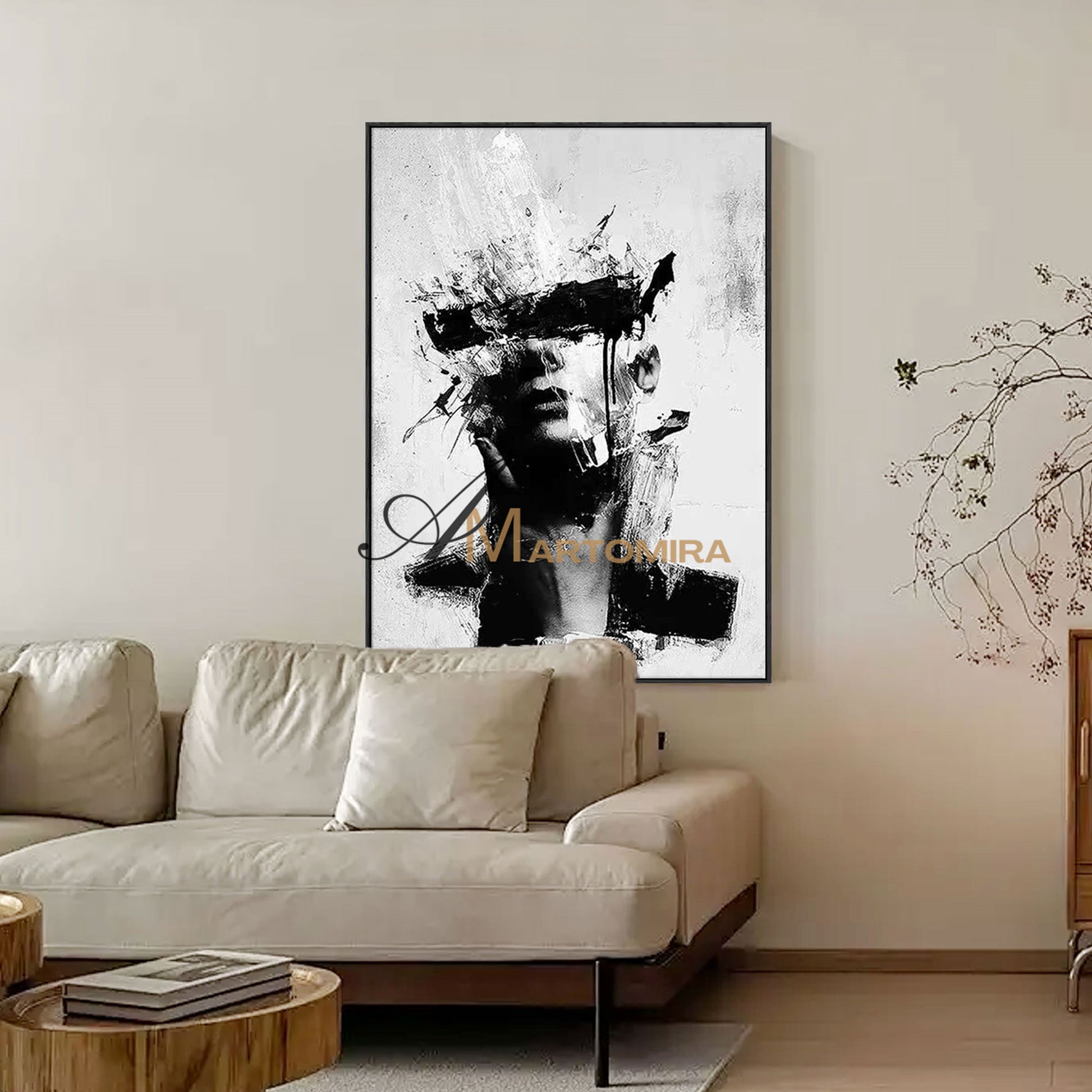 Portrait Painting | Abstract Woman Painting | Black And White Art Woman | Wall Decorations #MF054