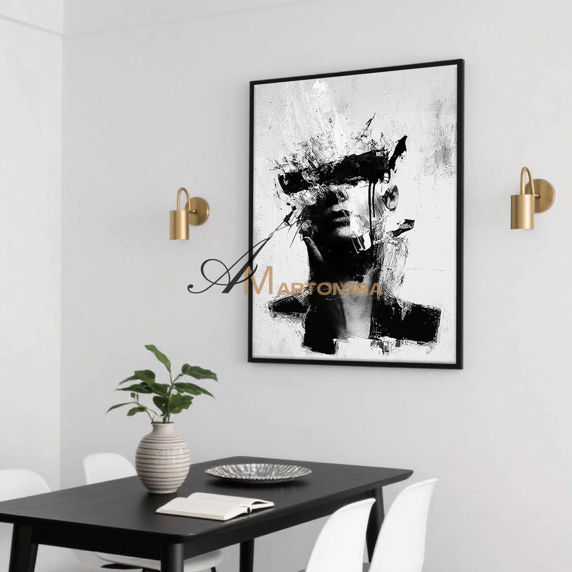 Portrait Painting | Abstract Woman Painting | Black And White Art Woman | Wall Decorations #MF054