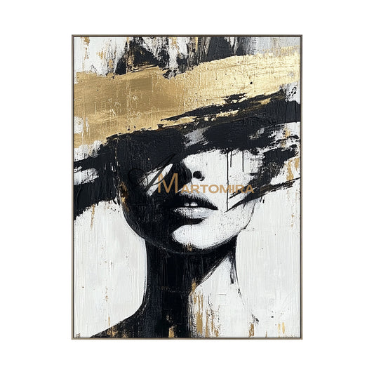 Abstract Painting Woman | Portraits Painting | Woman In Gold Painting | Wall Art Canvas #AP002
