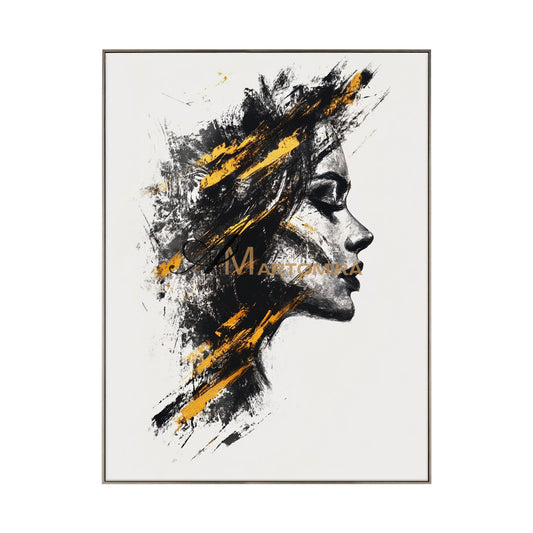 Abstract Portraits | Black And Gold Wall Art | Large Canvas Art | Abstract Canvas Art #AP004