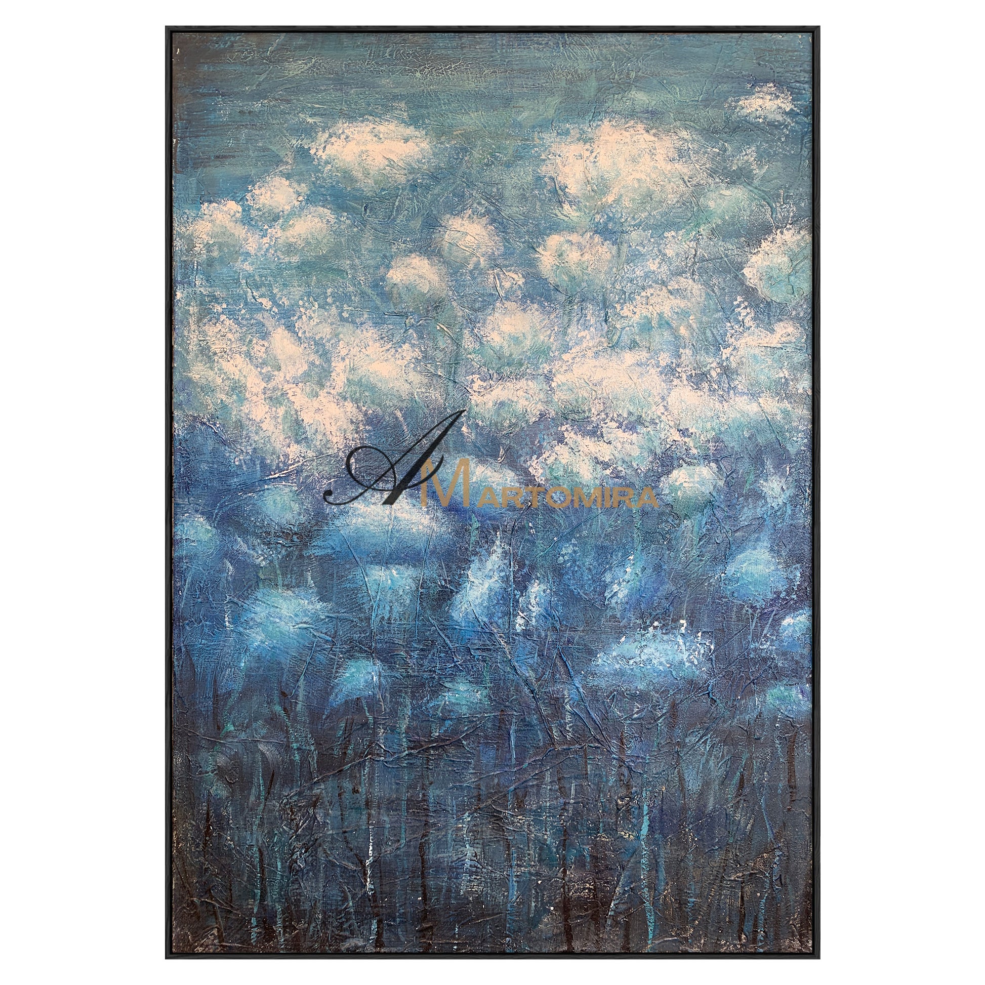 Blue Flower Painting | Contemporary Wall Art Decor | Abstract Canvas Wall Art | Large Wall Art For Bedroom #NY006