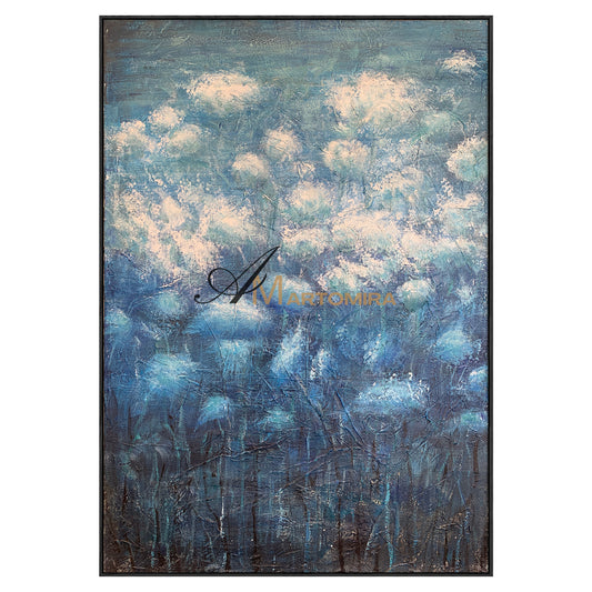 Blue Flower Painting | Contemporary Wall Art Decor | Abstract Canvas Wall Art | Large Wall Art For Bedroom #NY006