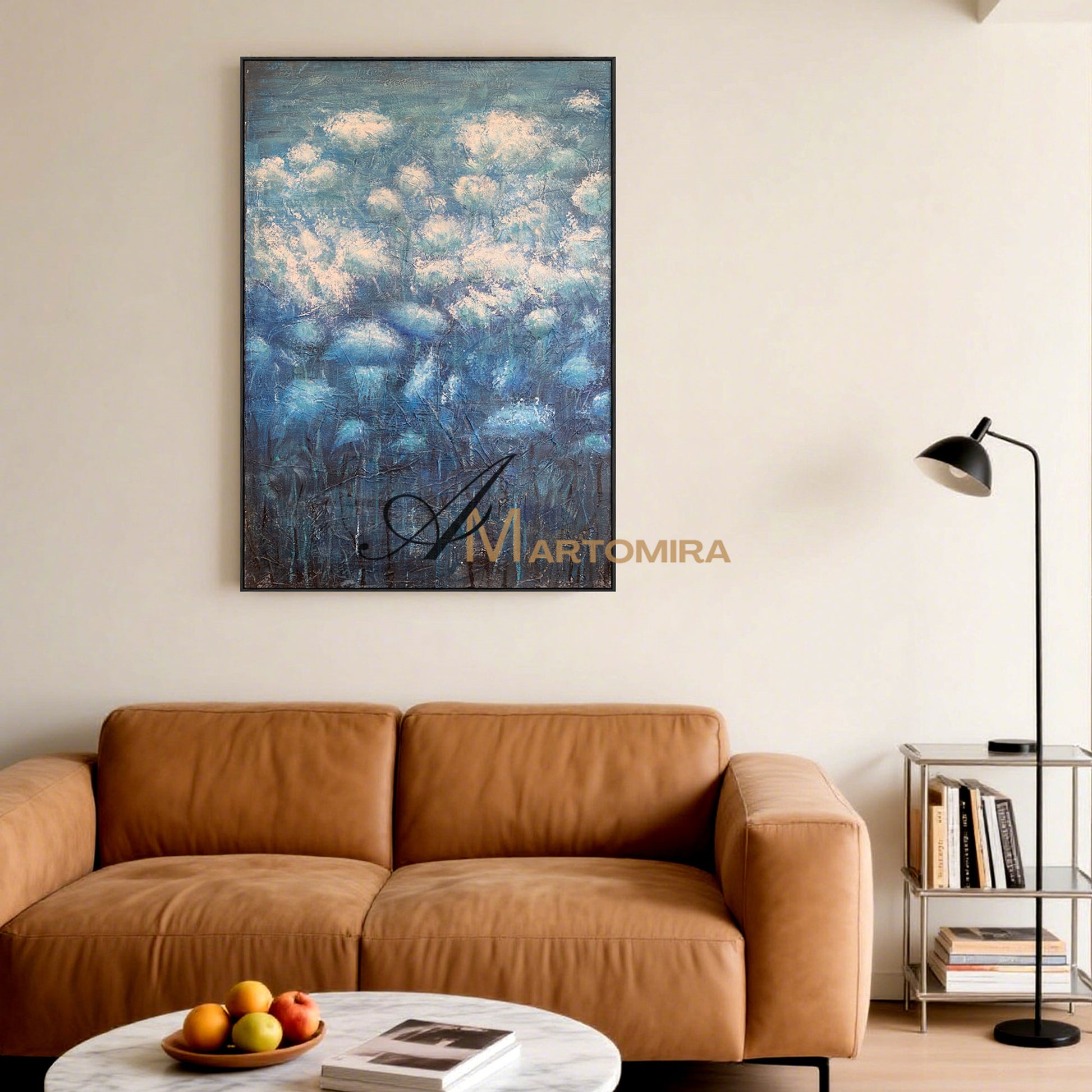 Blue Flower Painting | Contemporary Wall Art Decor | Abstract Canvas Wall Art | Large Wall Art For Bedroom #NY006