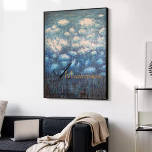 Blue Flower Painting | Contemporary Wall Art Decor | Abstract Canvas Wall Art | Large Wall Art For Bedroom #NY006