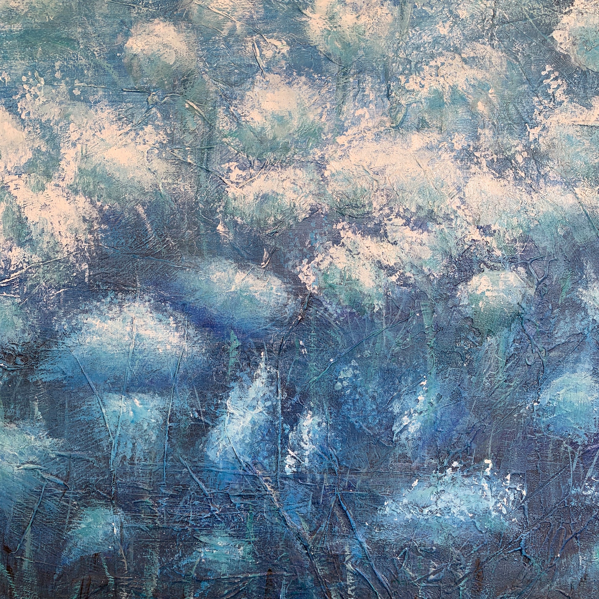 Blue Flower Painting | Contemporary Wall Art Decor | Abstract Canvas Wall Art | Large Wall Art For Bedroom #NY006