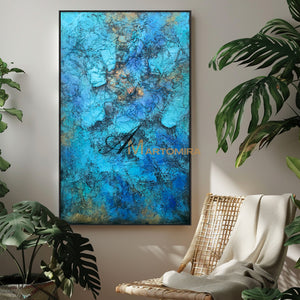 Textured Wall Art | Blue Abstract Paintings | Textured Wall Art For Living Room | Abstract Art #NY007