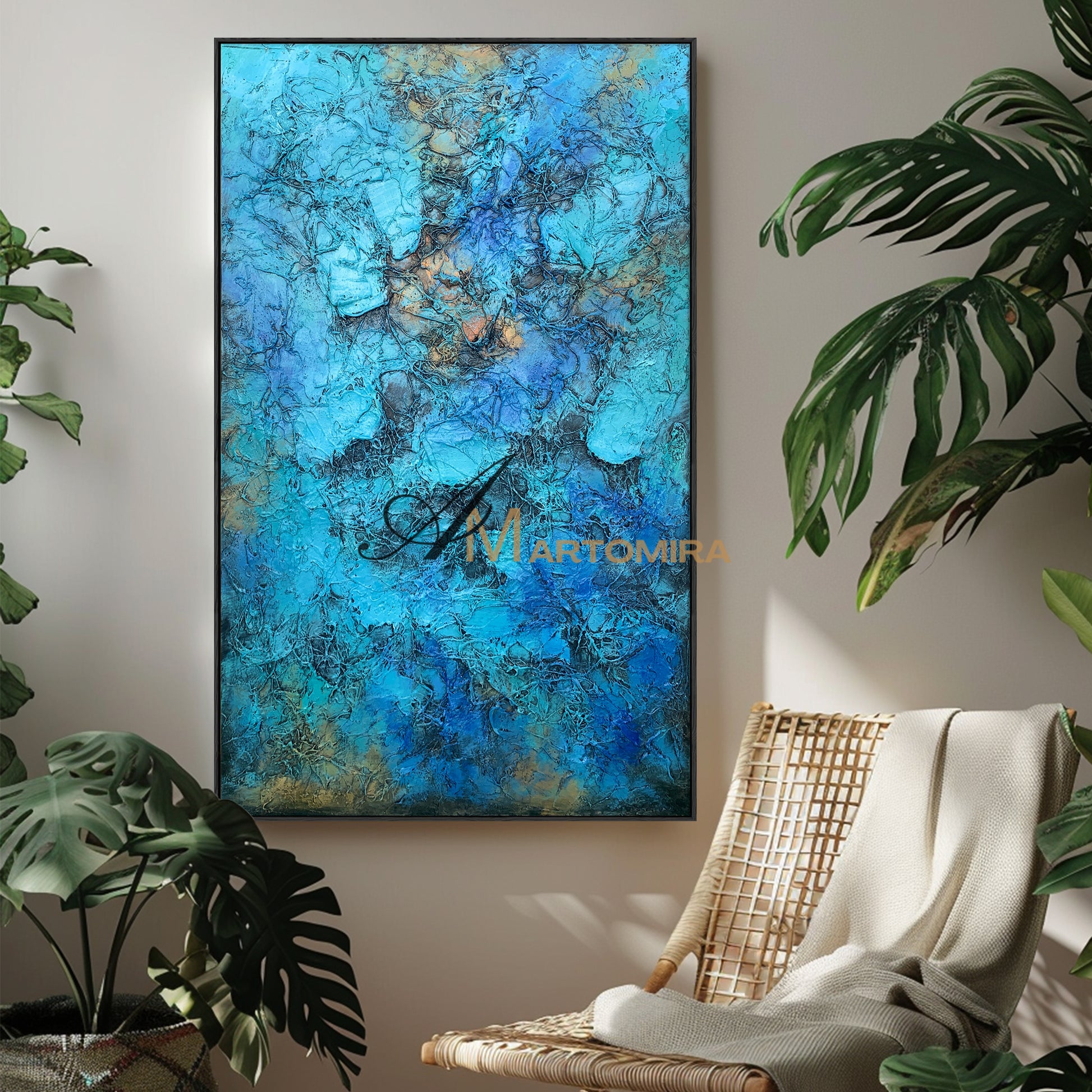 Textured Wall Art | Blue Abstract Paintings | Textured Wall Art For Living Room | Abstract Art #NY007