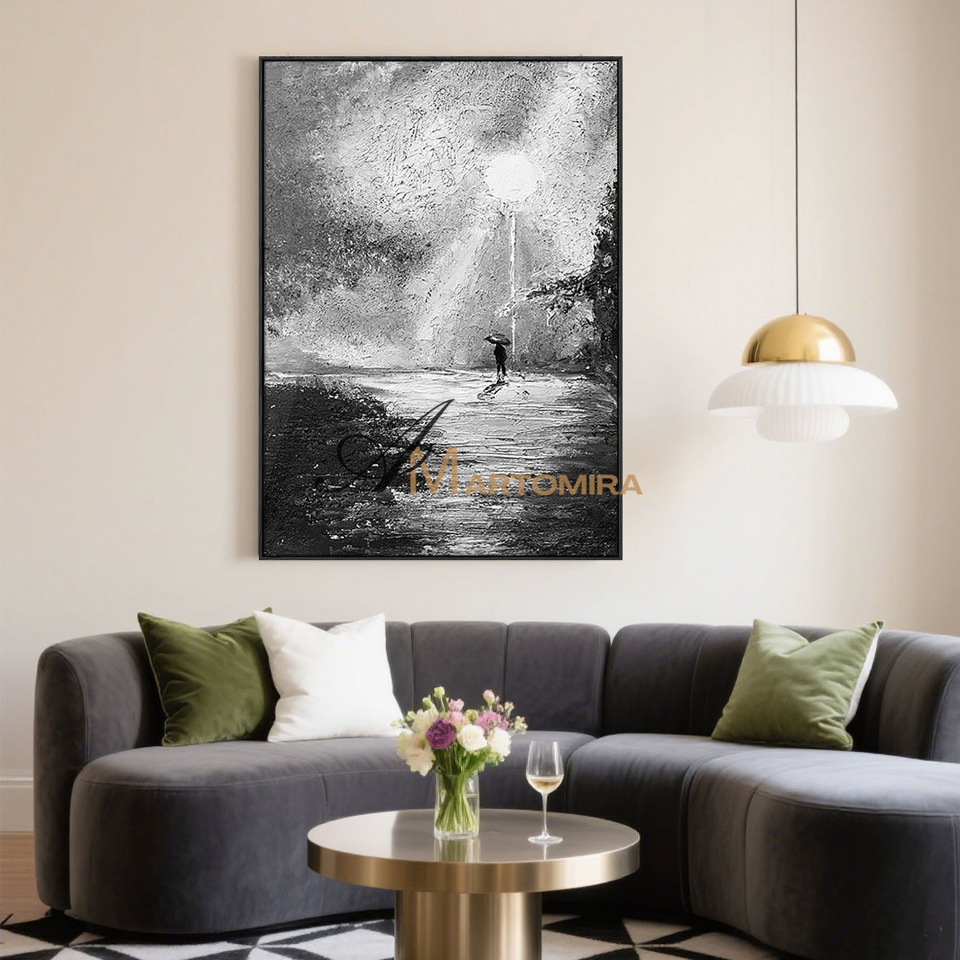 Large Abstract Wall Art |Black And White Canvas Art | Abstract Landscape Painting | Wall Art Decor #MF057