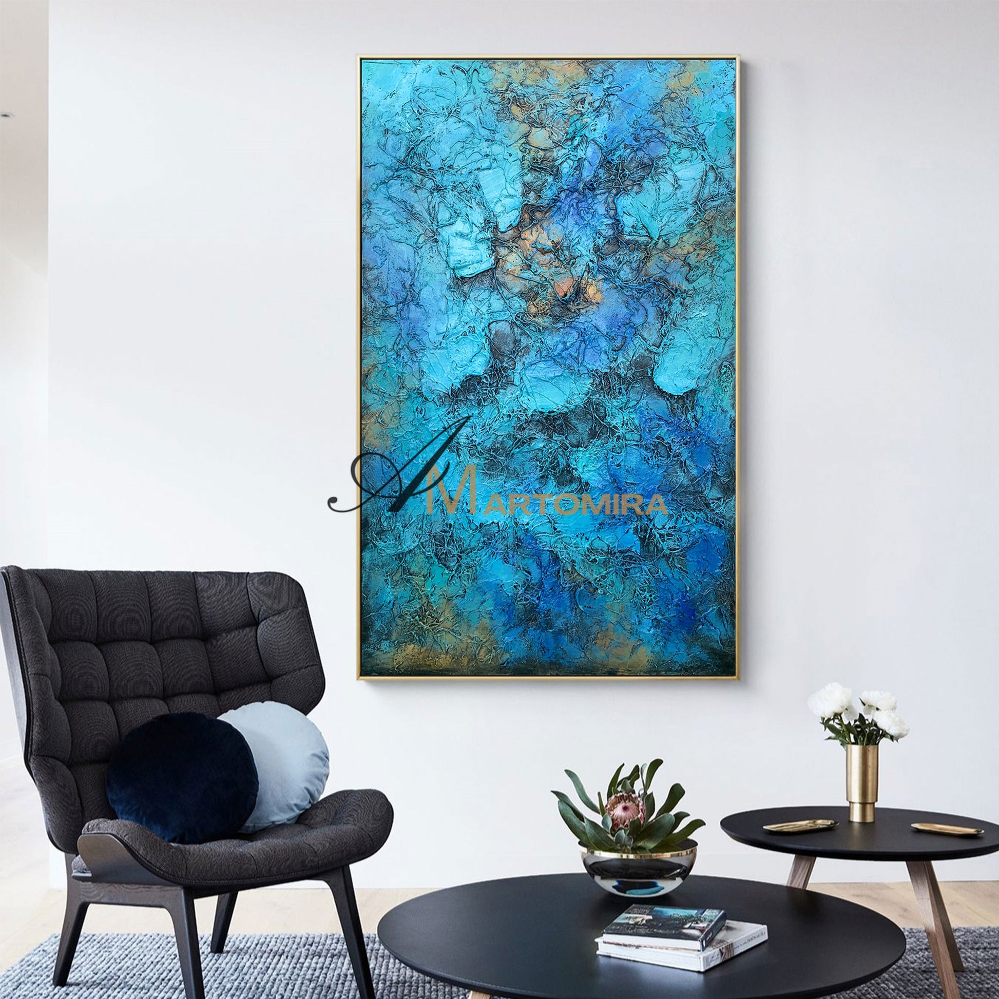 Textured Wall Art | Blue Abstract Paintings | Textured Wall Art For Living Room | Abstract Art #NY007