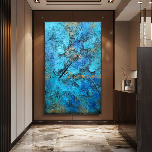 Textured Wall Art | Blue Abstract Paintings | Textured Wall Art For Living Room | Abstract Art #NY007