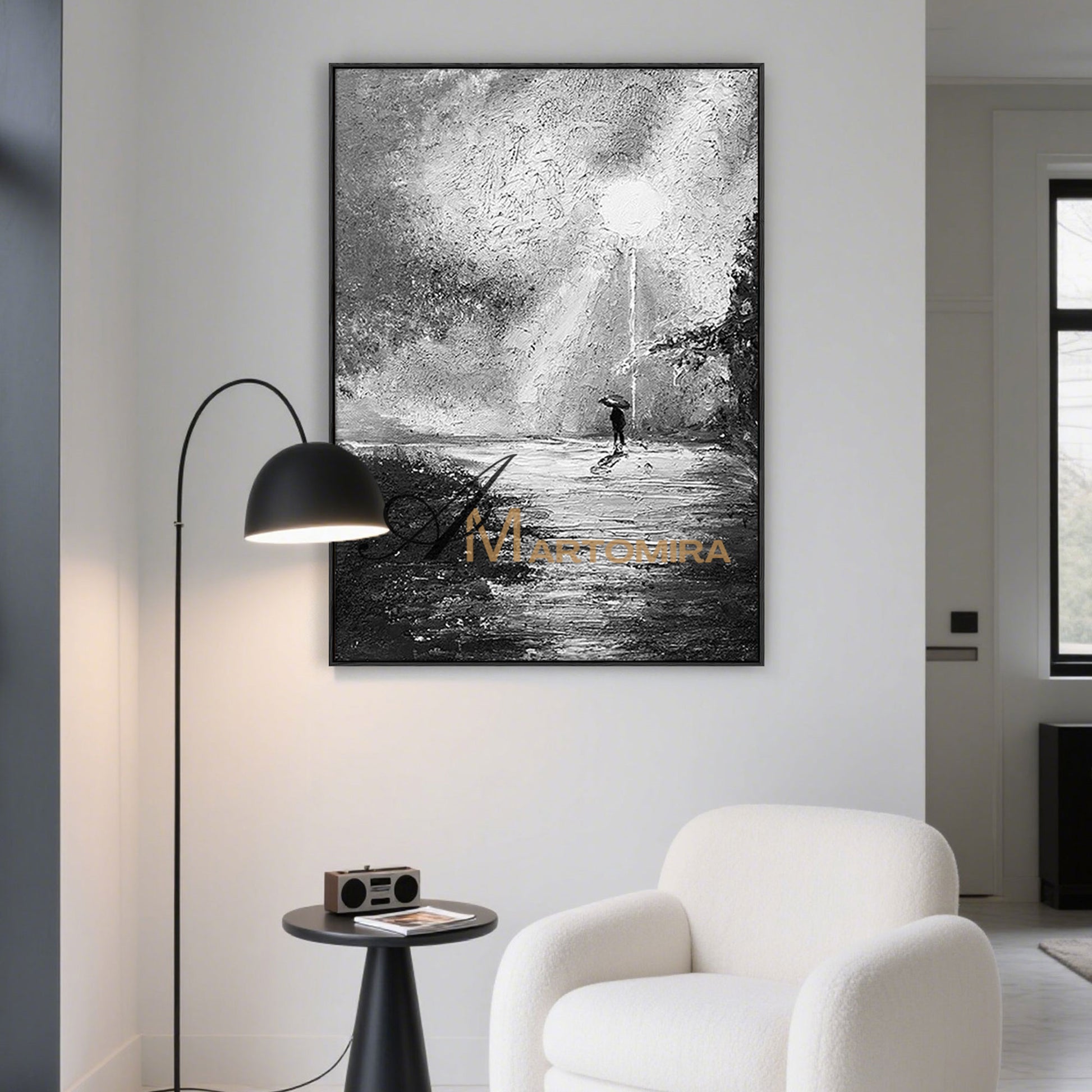 Large Abstract Wall Art |Black And White Canvas Art | Abstract Landscape Painting | Wall Art Decor #MF057